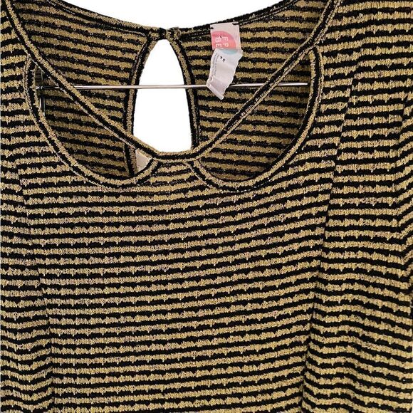 FP Beach knit dress black yellow stripes keyhole skater fit flare size small - Picture 3 of 7